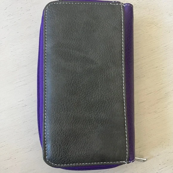 Purple Western Style Studded Wallet Bohemian Elephant Double Zipper Wristlet New - Picture 10 of 11